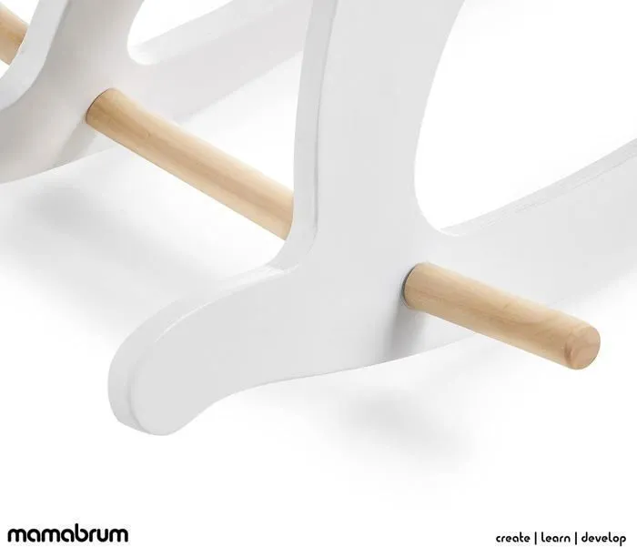 Mamabrum Cheval à Bascule Bois pour Enfant - Jouet à bascule enfant- Garçon Fille +12 mois - 50 KG Max- Design - Blanc-4