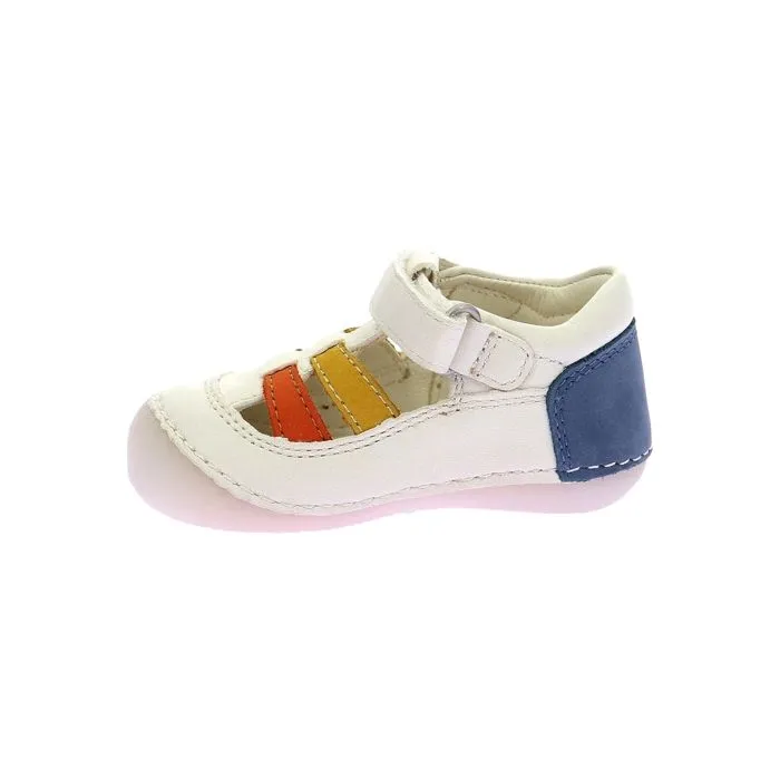 Sandales Cuir Kickers Sushy - Blan/Jaune/Orange/Bleu-3