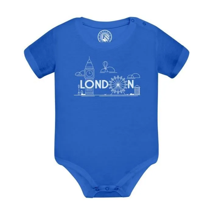 Body Bébé Manche Courte Bleu London Londres Angleterre Luxe Style-0