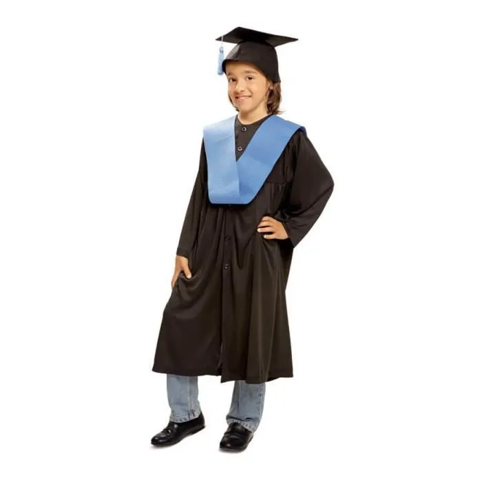 Déguisement d'Étudiant ou Gradué - Disfrazzes - Pour Enfant - Casquette, Tunique et Tissu Bleu Inclus-0
