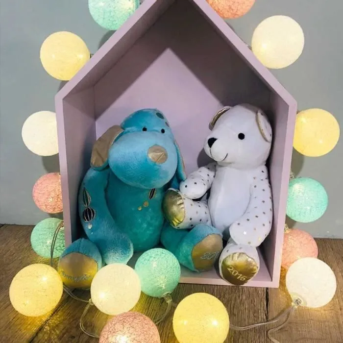 Guirlande lumineuse boules coton LED USB - Télécommandée -Veilleuse bébé 2h - 4 intensités - 24 boules 2,4m - Bébé-3