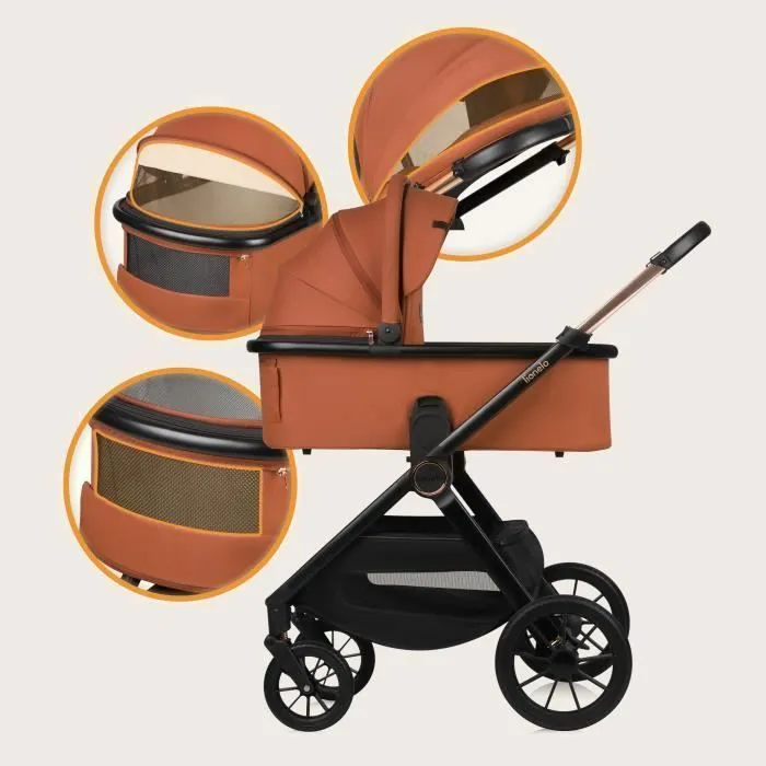 Poussette combinée 2en1 LIONELO Layla - Naissance jusqu'à 22kg - Pack poussette Duo, Nacelle, sac et accessoires - Marron-2