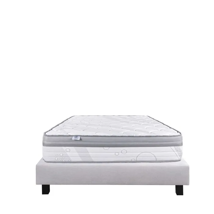 Ensemble Matelas 140x190 cm, ViscoPlus, 26 cm, mémoire de forme, ferme, face été/hiver + sommier gris ep20cm-1