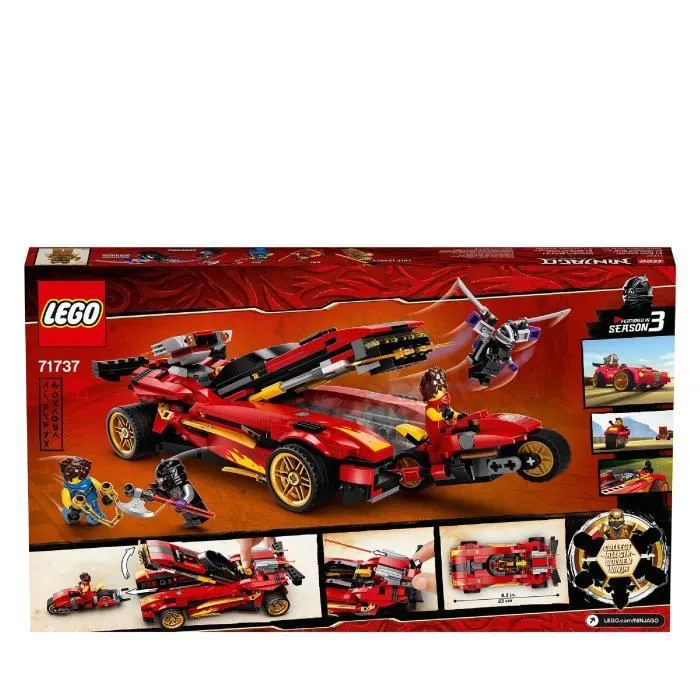 LEGO® NINJAGO 71737 Le Chargeur Ninja X-1, Jouet de Voiture et Moto, 5 Figurines, Cole en Or-4
