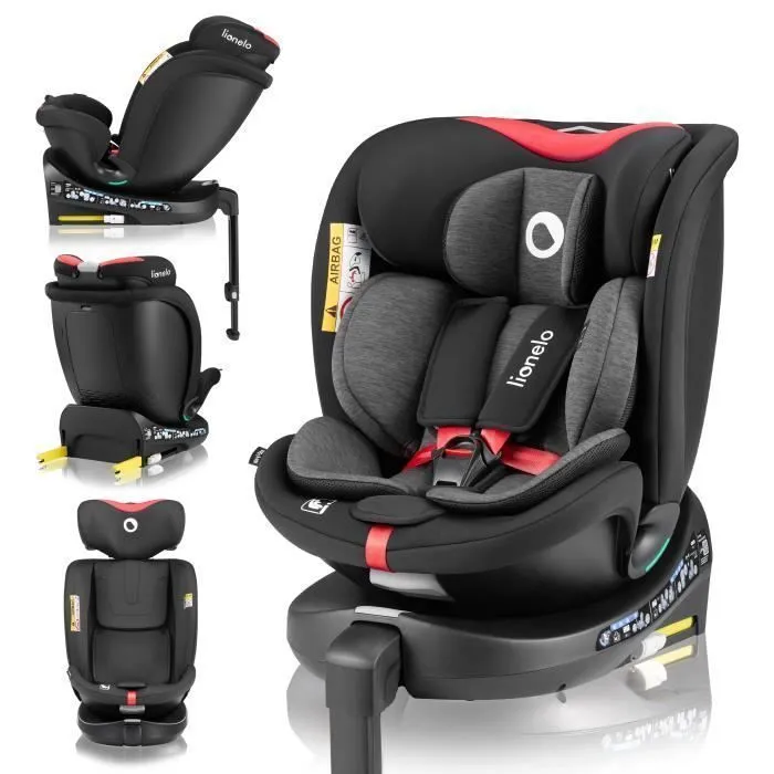 Siège auto évolutif LIONELO Navy i-Size - Base pivotante 360° - 40-150 cm - ISOFIX - Groupe 0+/1/2/3 - Rouge-0