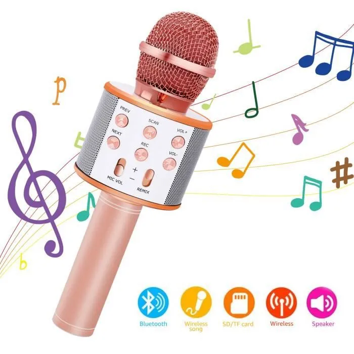 Karaoke,OXOQO Karaoke Enfants,3 en 1 Micro Karaoke sans Fil Bluetooth, Cadeaux de Noël pour Enfant Chanter Home KTV Player Musique S-0