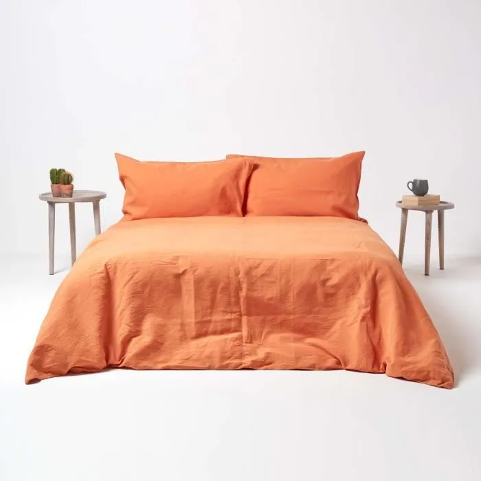 Drap-housse - Non spécifié - Orange - 150 x 200 cm - Lin lavé et coton - Grand bonnet-3