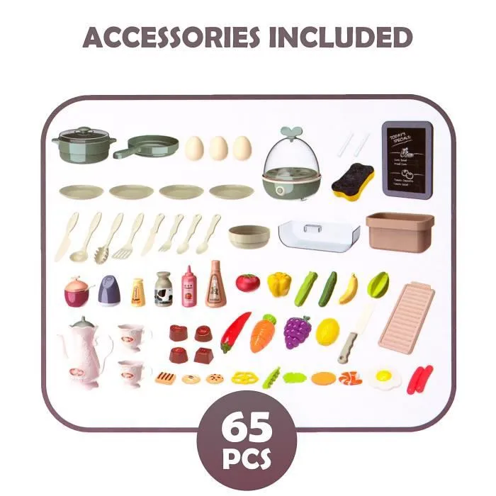 Kinderplay Cuisine Enfant - Avec éclairage et effets sonores, 65 Accessoires, Hauteur De La Cuisine 93.5 cm-2