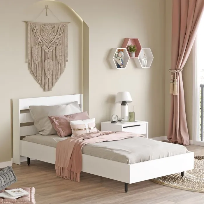 Lit simple Vesanto 100 x 200 cm blanc noir-0