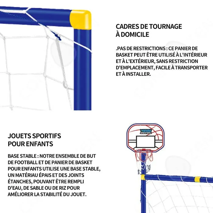 C But de foot et support de basketball 2 en 1 pour enfants ensemble jouets intérieur et extérieur but de 88 cm ABS 88x45.5x115.5 cm-3