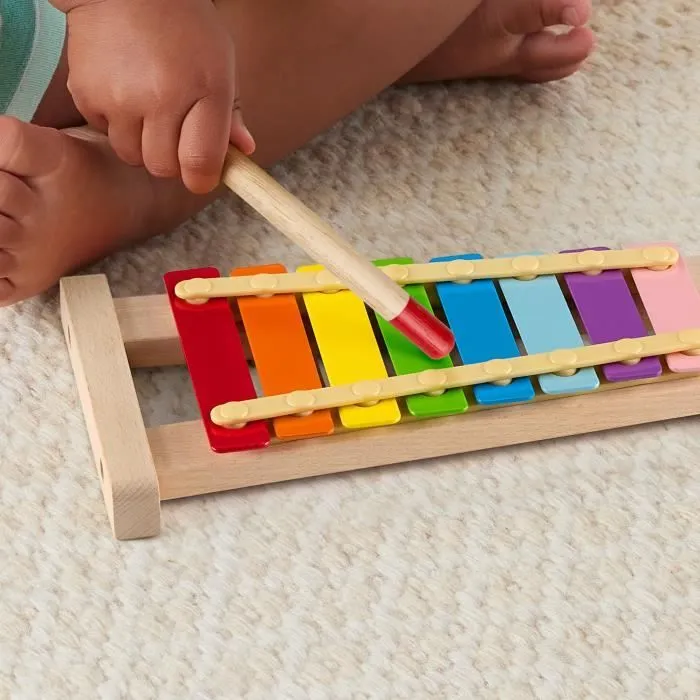 Fisher-Price-Xylophone en bois, instrument de musique avec 2 pièces HXV13-5