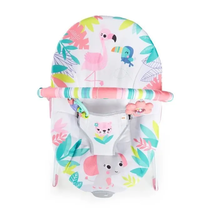 BRIGHT STARTS Transat bébé Flamant Rose, Vibrations apaisantes, Arche d'éveil avec jouets interactifs-3