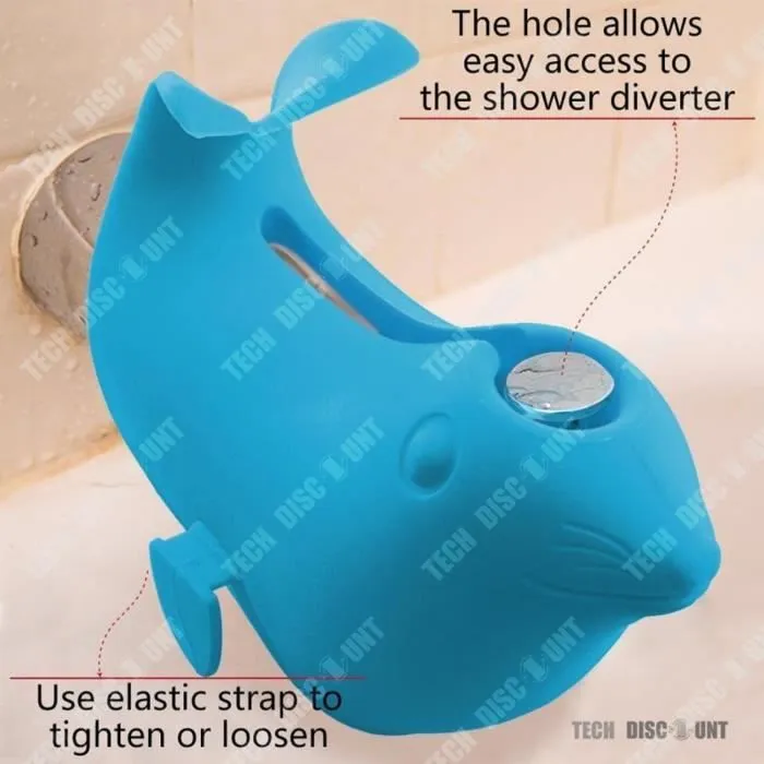 protection robinet baignoire enfant salle de bain bébé sécurité bain bébé bleu caoutchouc animal universel protège robinet plomberie-3