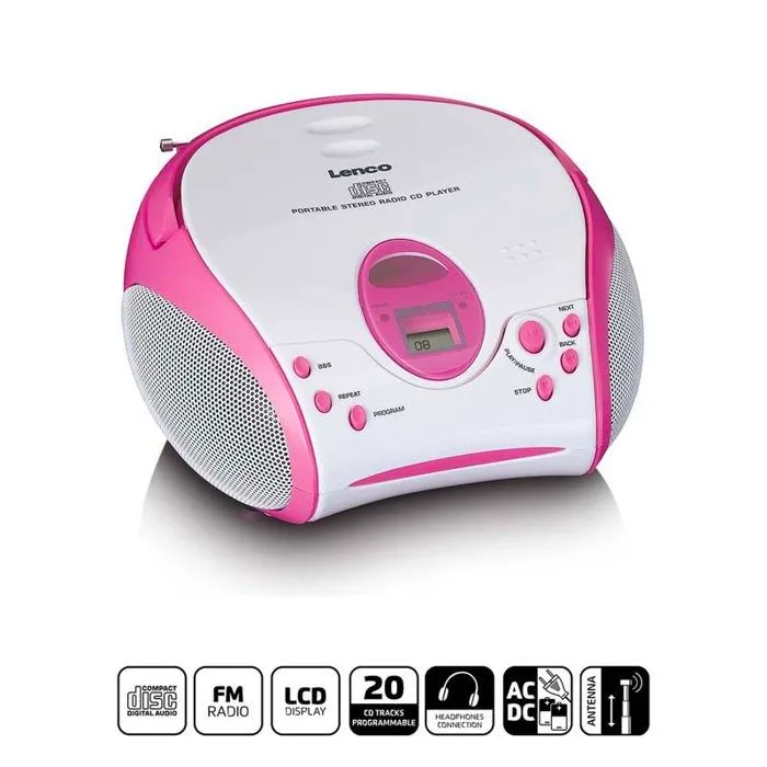 Lenco SCD-24PK kids - Radio portable avec lecteur CD - Rose-0