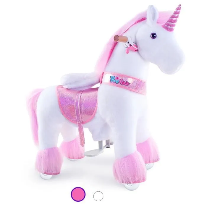PonyCycle® - Peluche Licorne Géante pour Fillette 3~5 ans Fée Licorne à monter avec 4 Roues et Frein-1