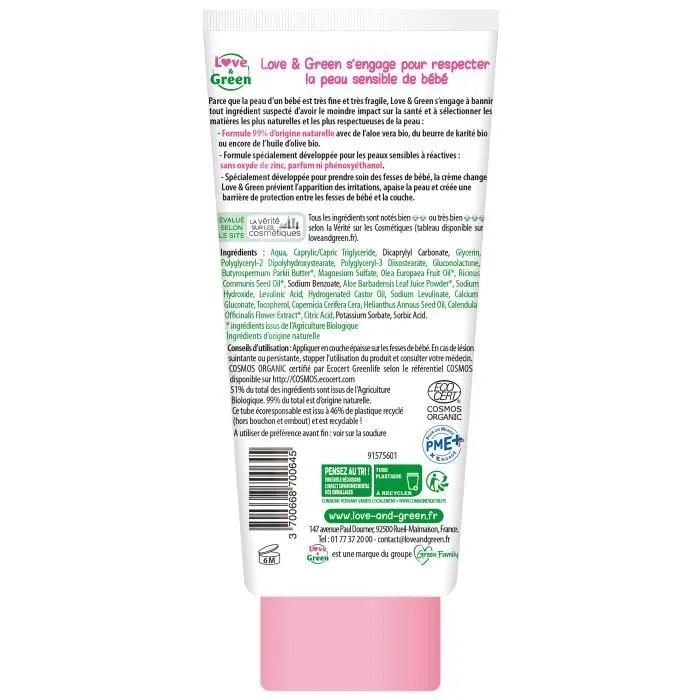 LOVE & GREEN Crème Change Bio sans oxyde de zinc - 100 ml-3