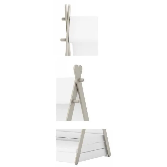 DEMEYERE Lit tipi enfant avec sommier contemporain laqué blanc perle et gris - l 90 x L 200 cm - TOTEM-2