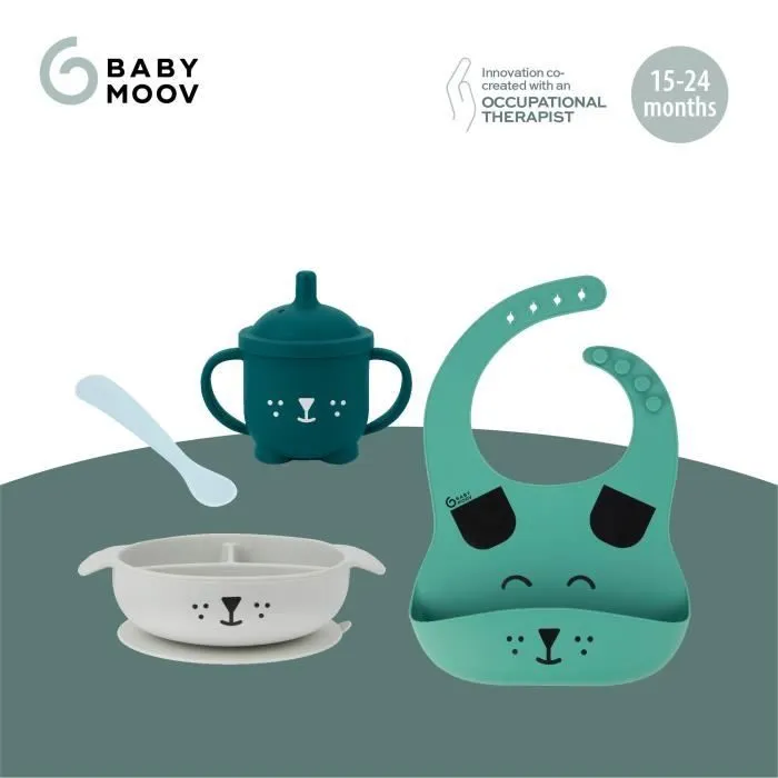 Babymoov Coffret Repas 15-24 m LEARN'ISY, 1 Bol, 1 Tasse, 1 Bavoir, 1 Cuillère, Chien-2