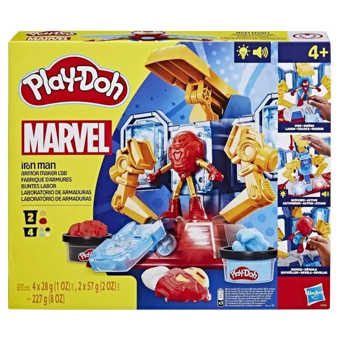 Play-Doh Iron Man Fabrique d'armures, coffret avec figurine Iron Man et pâte à modeler, dès 4 ans, Marvel-2