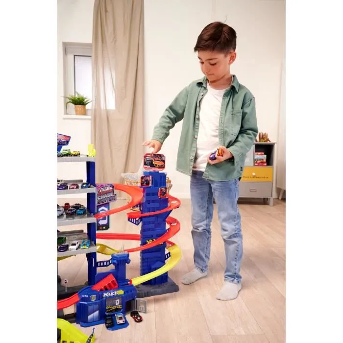Garage Majorette Super Chase Center avec 4 voitures et 1 train - 5 étages - 112x70x84 cm-4