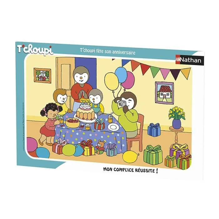 Puzzle cadre T'choupi fête son anniversaire - Ravensburger Nathan - 15 pièces - Jaune - Dès 3 ans-1