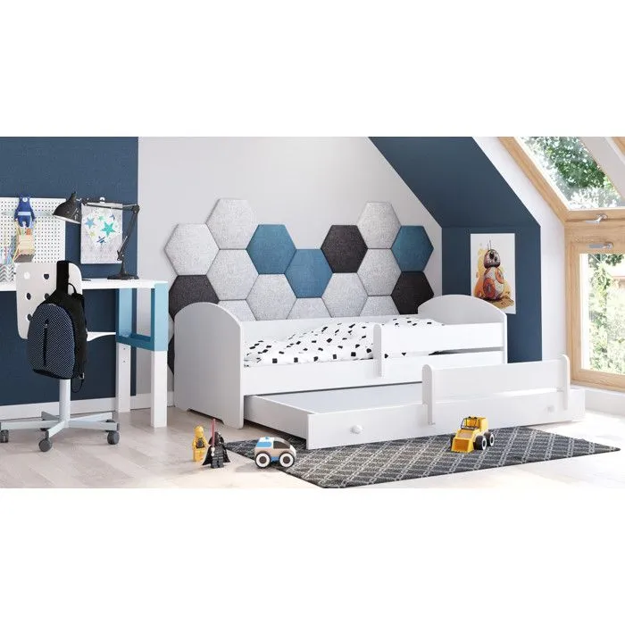 Lit gigogne enfant blanc LOU - Sans graphique - 2 x 160 cm x 80 cm-2