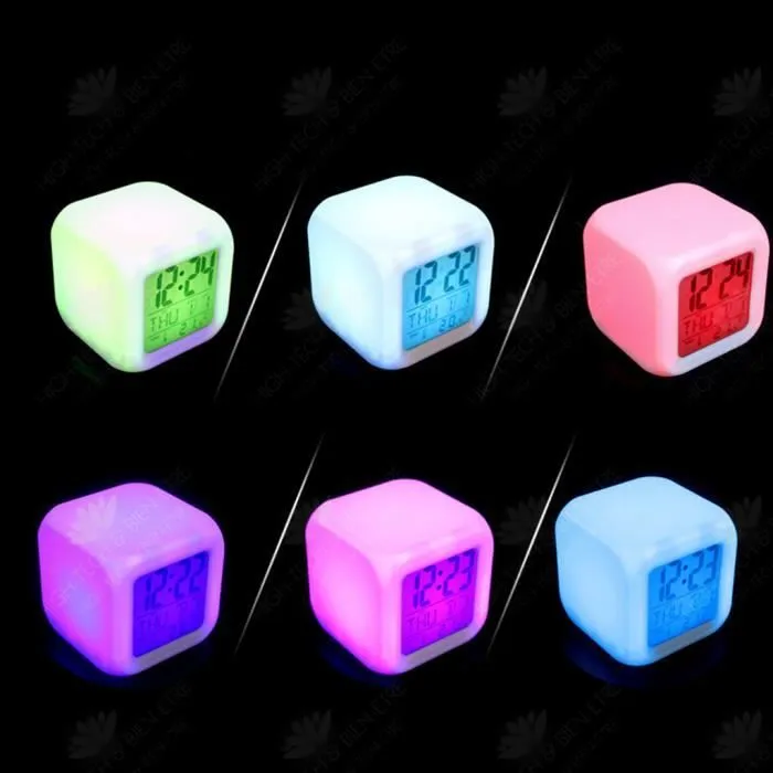 HTBE® Réveil Carré Fortnite Dessin Animé Pour Enfants Périphérique Coloré Cadeau Créatif Changement De Couleur Petit Réveil Horloge-3