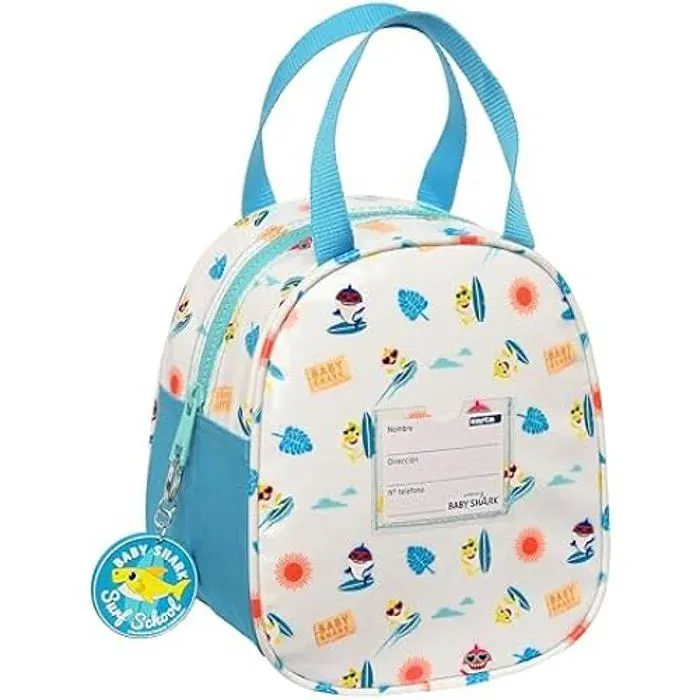 BABY SHARK SURFING Sac porte-collation, sac à goûter, qualité et résistance maximale, porte-nourriture, loisirs, 19 x 14 x 22 cm,-1