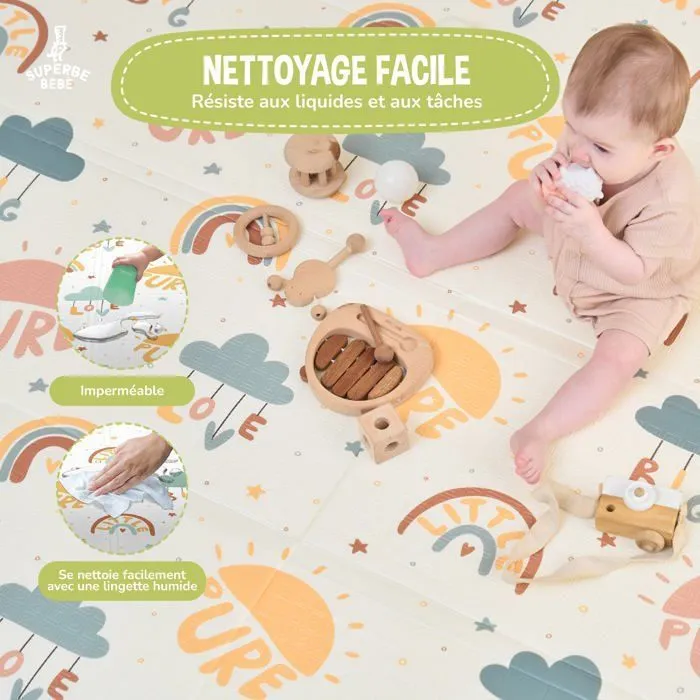 Tapis d'éveil pour bébés et enfants - 180x200x1,5cm - PURE BIG LOVE | SUPERBE BEBE-3