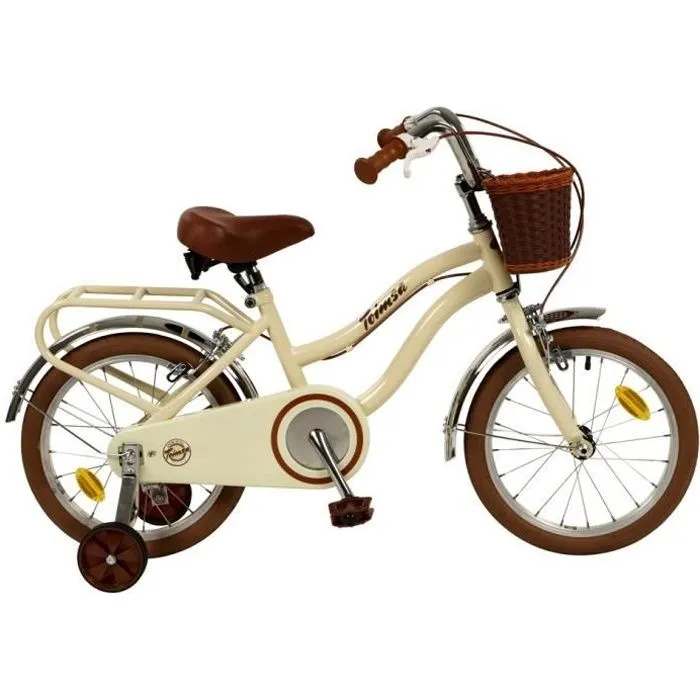 Velo enfant - 16 pouces - Guizmax - Vintage - fille - panier beige - Hollandais-0
