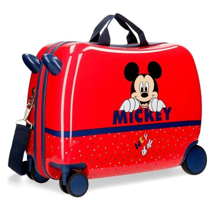 Valise Enfant - DISNEY - Happy Mickey - 2 roues multidirectionnelles - 2 roues bidirectionnelles - Rouge-0