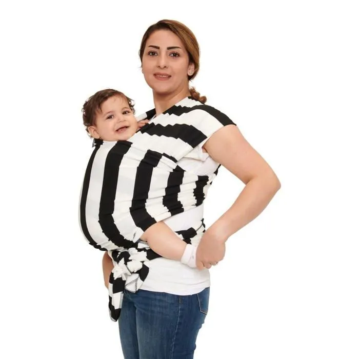 Echarpe de portage Baby garden echarpe rayee noir - blanc - ergonomique - Original-0