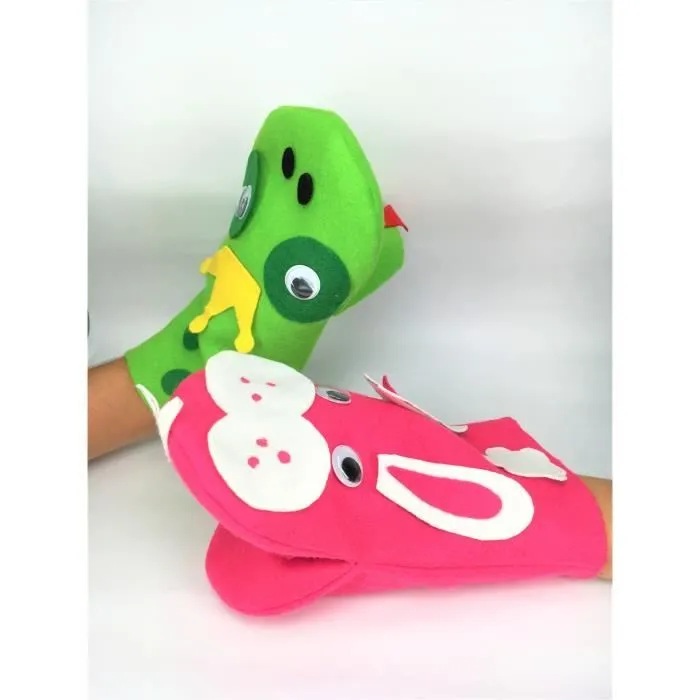 Marionnette Crocodile en feutrine - MEGACREA DIY - 10 pièces - Blanc - 3 ans et plus - Mixte - Enfant-1