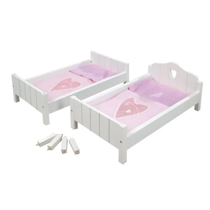 Lit Superposé de Poupée Fienchen en Bois - ROBA - Lit Double de Poupée Séparable en 2 - Blanc-1