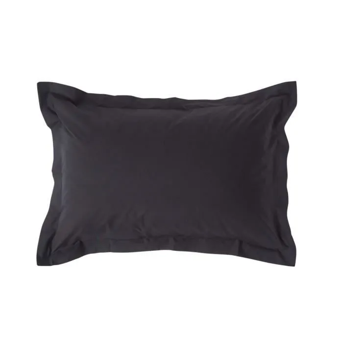 Taie d'oreiller - MARQUE - Rectangulaire - Coton égyptien 200 fils - Noir - 50 x 75 cm-0