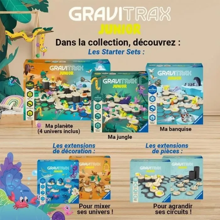 Gravitrax Junior - Starter Set My Jungle 97 pièces - Circuit de billes - Jeu de construction créatif - Ravensburger - Dès 3 ans-5