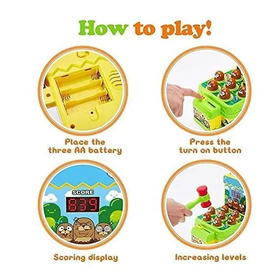 Jouet Enfant Filles Garçons, Jeux Chasse Taupe Mini Jeu Arcade sur Banc de Frappe, Jouets D'activité et De Développement-2