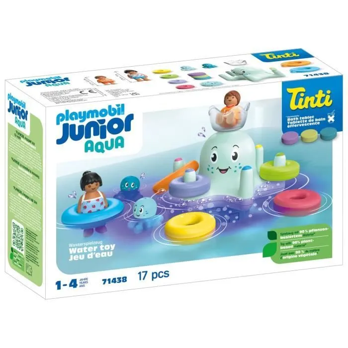 PLAYMOBIL Junior 71438 Manège pieuvre géante, Jouet pour le bain, Junior AQUA Tinti, 17 pièces, Dès 12 mois-0