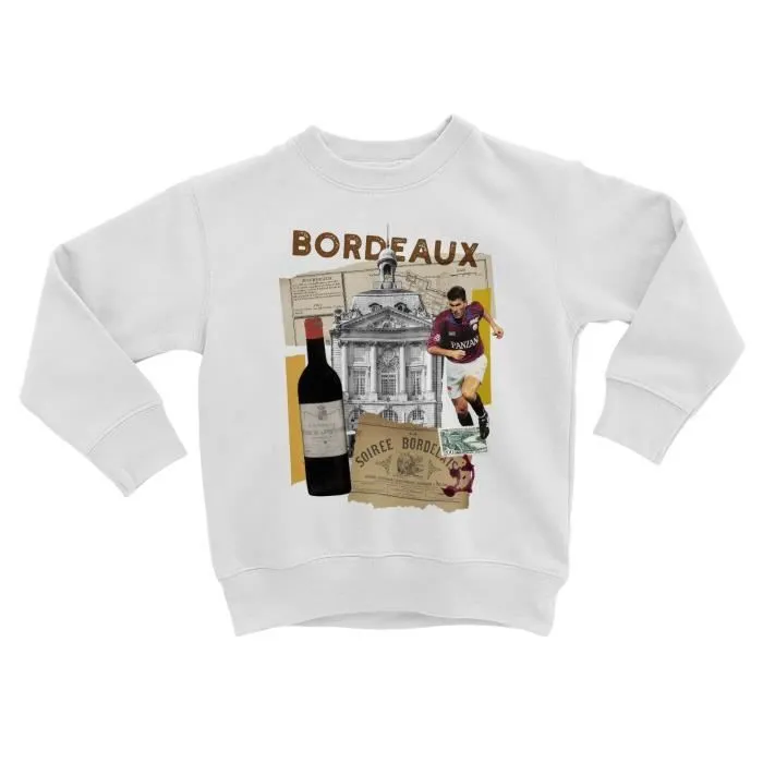 Sweatshirt Enfant Bordeaux Collage Ville France Vin Voyage-0