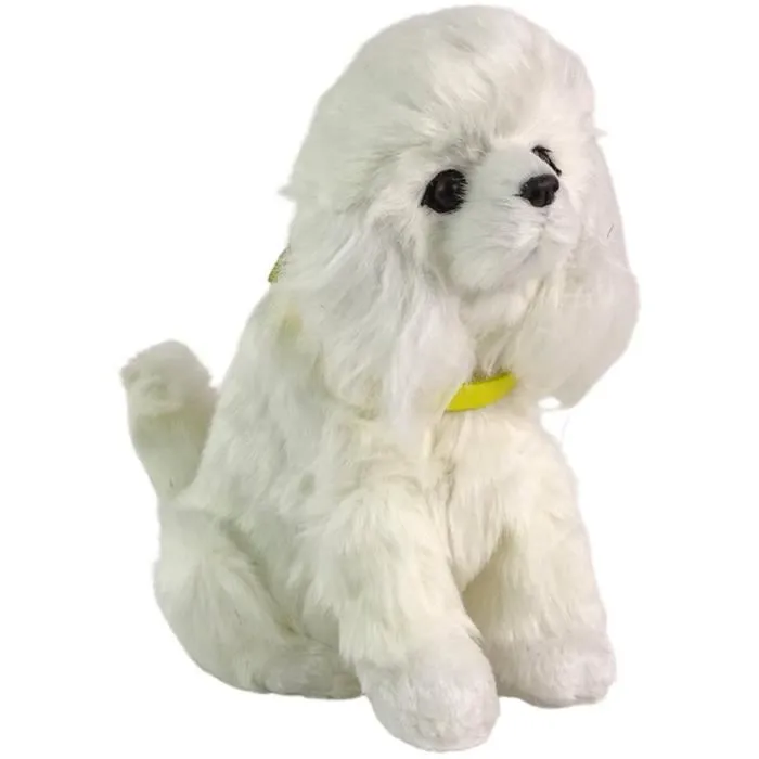 Peluche chien chiot caniche interactif aboie queue qui bouge-2