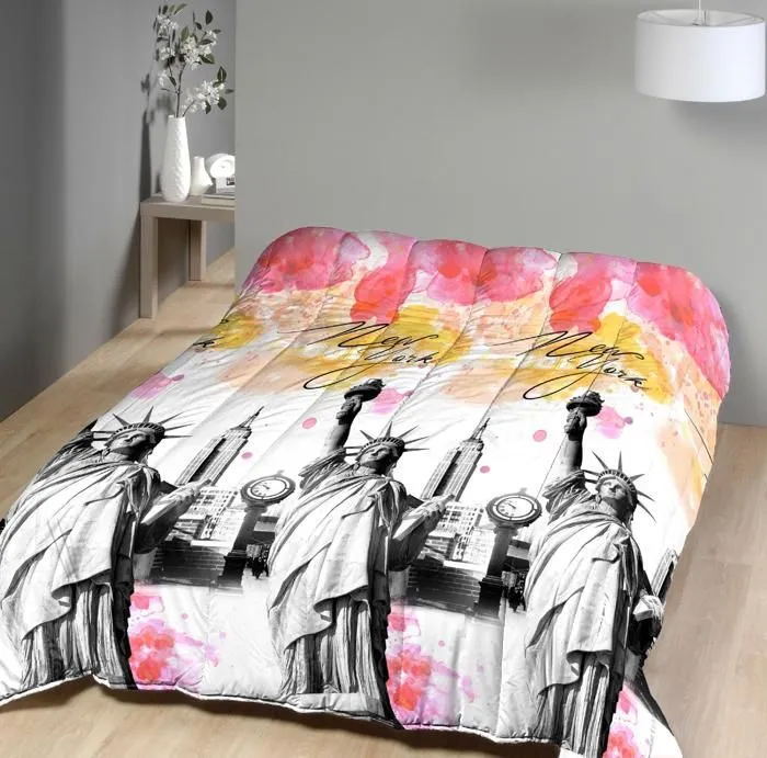 Couette tempérée imprimée New york Colors - 1 personne 140 x 200 - Mi saison - MORTREUX-0