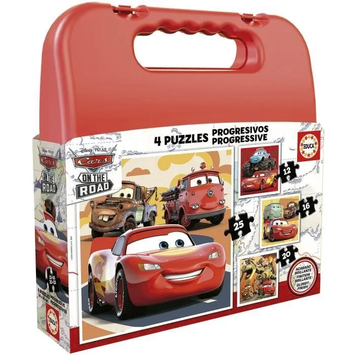 Puzzle progressif CARS - Malette de 4 puzzles - Educa® - 12-16-20-25 pièces-0