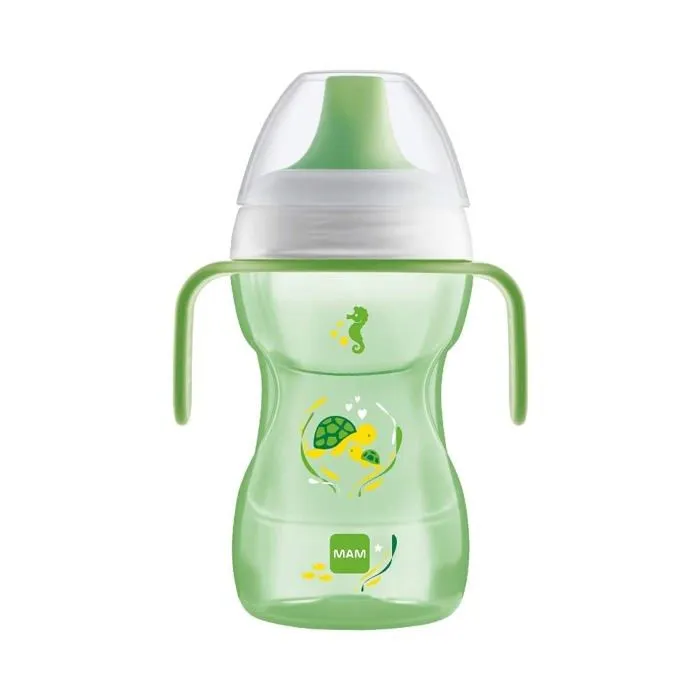 Mam - D122 - Glass Fun to Drink Gobelet d'apprentissage avec bec et couvercle pour bebe a partir de 8 mois 270 ml Neutre-2