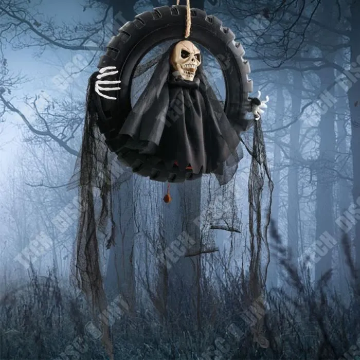 Décoration suspendue pour Halloween - TECH DISCOUNT - Pneu fantôme effrayant avec lumière et son - Blanc-2