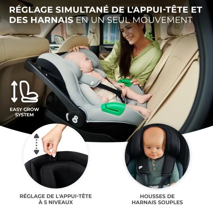 Siège Auto avec base ISOFIX 40 à 75 cm - Kinderkraft MINK PRO I-SIZE - 2 systèmes de sécurité - Appui-tête réglable - Gris-2