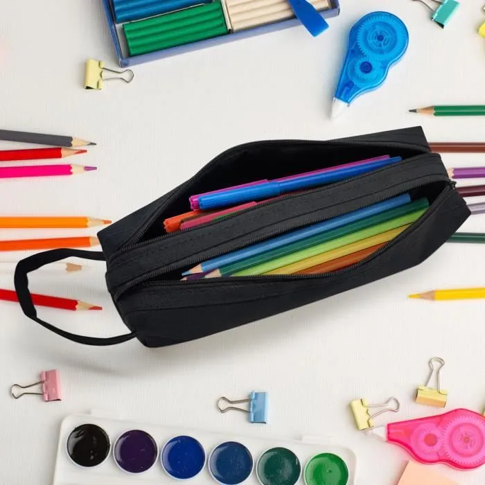 Trousse scolaire - WAYTEX - 931170 - Grande capacité - 2 compartiments - Noir-1