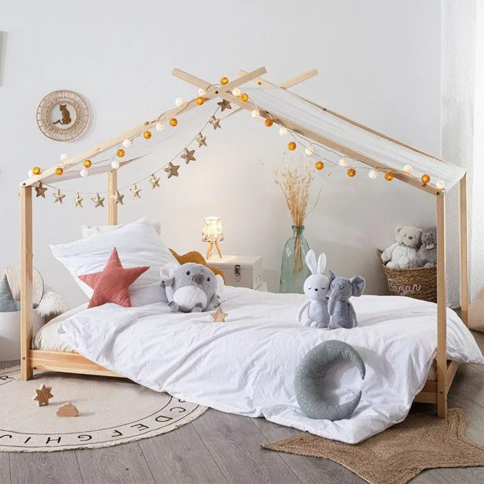 Lit tente 90x190 cm en bois sans matelas Atmosphera-2