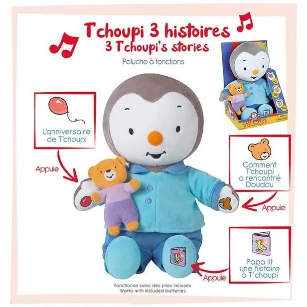Peluche T'CHOUPI Raconte moi une histoire - JEMINI - ± 30 cm - Bleu - Enfant - Mixte-3
