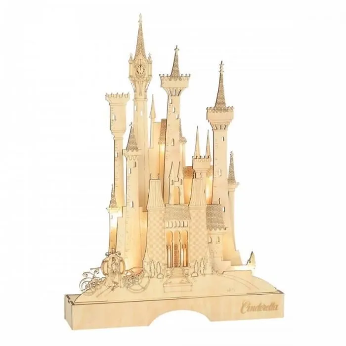 Château illuminé - Disney - Cendrillon - Bois - LED - 39 cm de hauteur-0