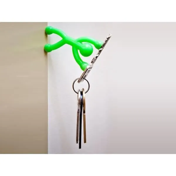 2 bonhommes flexibles aux membres aimantés violet et jaune accroche clé clef porte clef-2